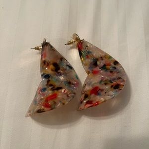 Semi Swirled Multi-Colored Acrylic Earrings
